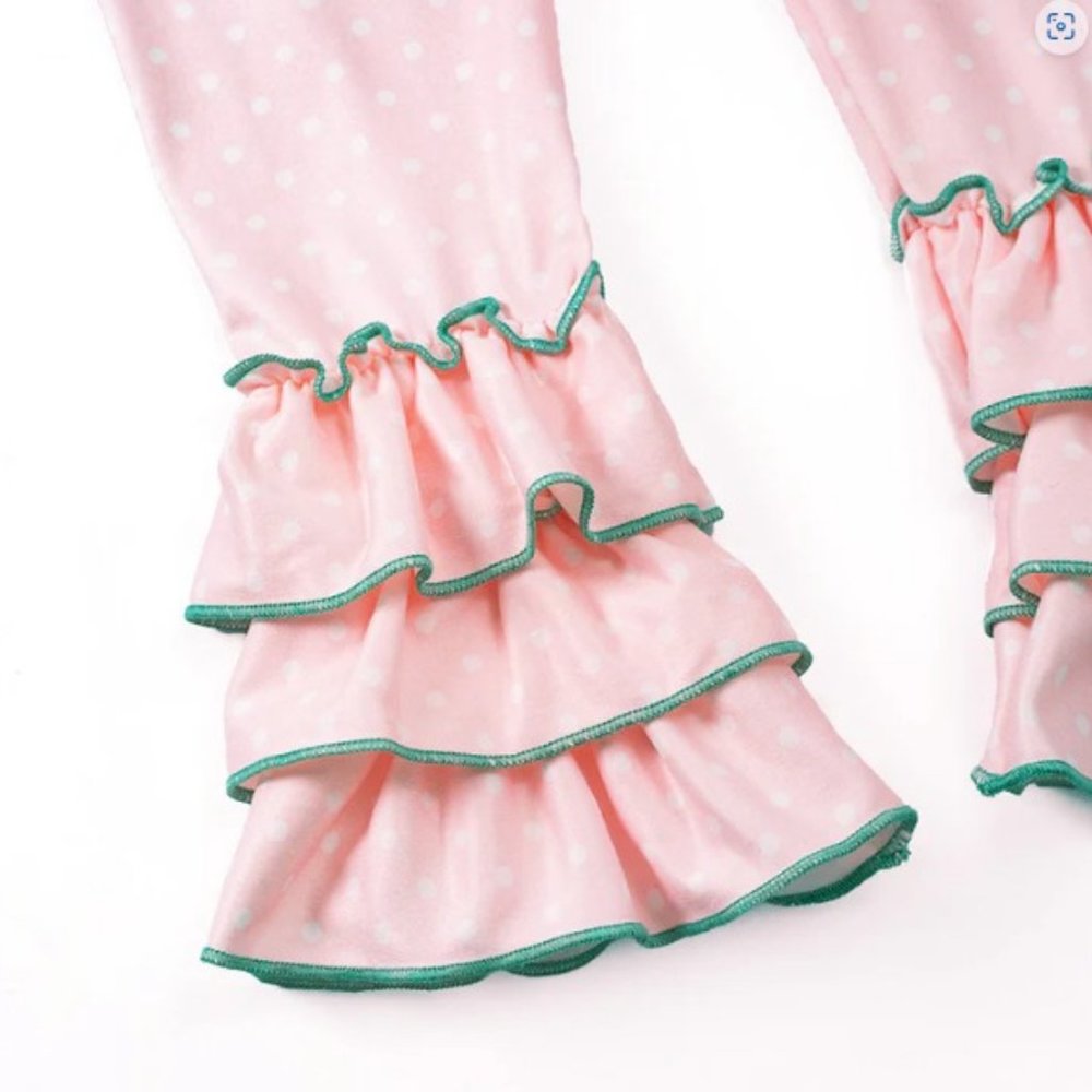 Boutique Floral Tunic Dress & Ruffle Leggings Girls Outfit Set - Picture 4 of 6
